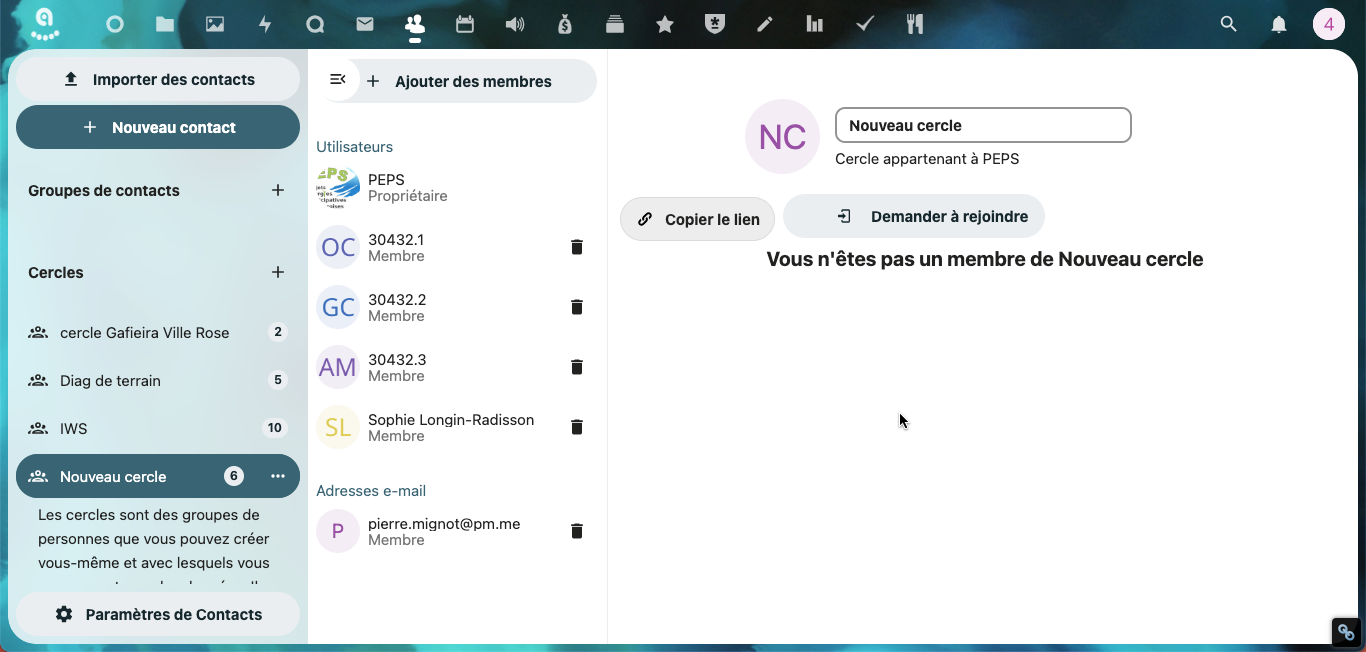 Print ecran de la page contact
