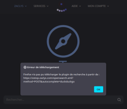 Firefox (128.1.0esr) n’a pas pu télécharger le plugin de recherche à partir de zotop.zaclys.com (opensearch.xml).png