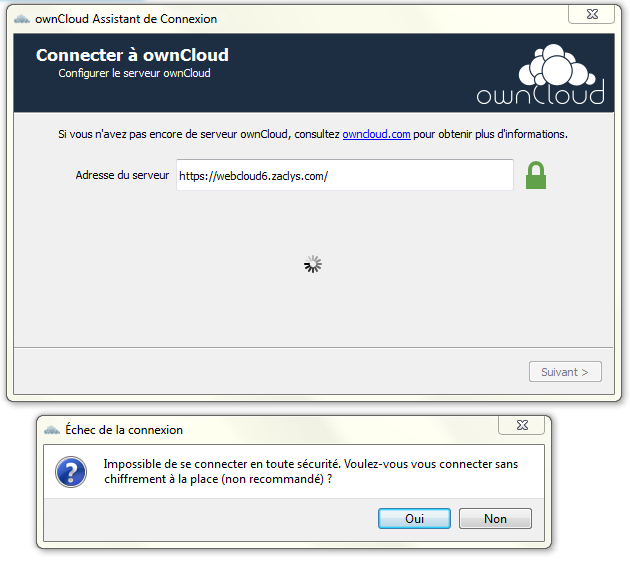 bug installation client ownCloud