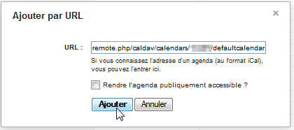 Renseignement de l'url