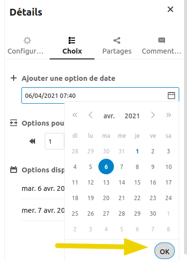 Capture sondage date avec validation fonctionnelle