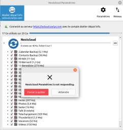 Capture d’écran du 2023-01-14 10-45-50.png (80.76 Kio) Vu 4198 fois NextCloud ne répond plus sur la tour (idem sur portable)