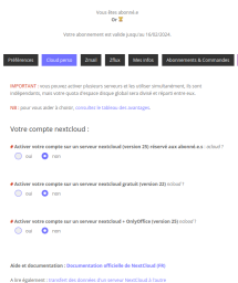 dialogue pour la configuration du cloud, manque l'option cncloud